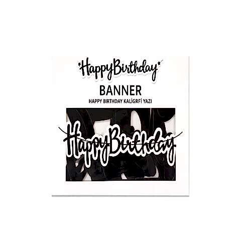 BANNER EL YAZILI HAPPY BİRTHDAY SİYAH UZAR YAZI