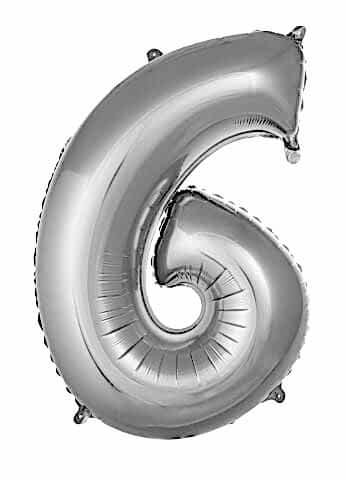 6- RAKAM 40 İNC GÜMÜŞ RENK BALON 100 CM