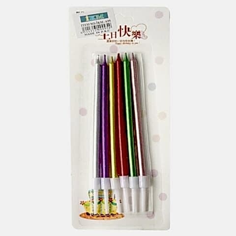 6 LI İNCE UZUN RENKLİ MUM 13CM