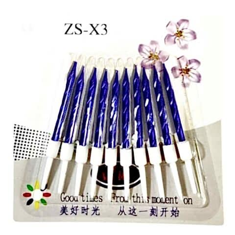10 LU BURGULU MAVİ MUM 7.5CM PK:14 KL:420
