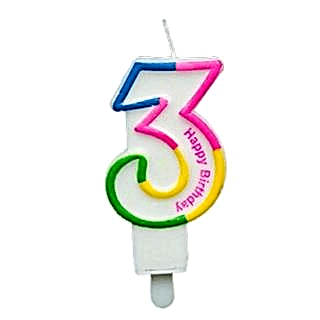RENKLİ KLASİK 3 RAKAM MUM 7.5CM PK:12 KL:900