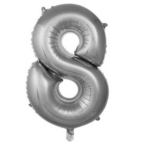 8- RAKAM 34 İNC GÜMÜŞ RENK BALON 76 CM