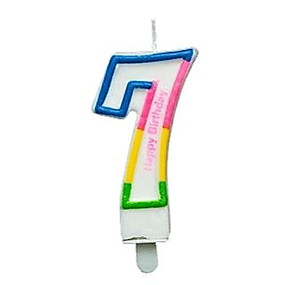 RENKLİ KLASİK 7 RAKAM MUM 7.5CM PK:12 KL:900