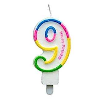 RENKLİ KLASİK 9 RAKAM MUM 7.5CM PK:12 KL:900