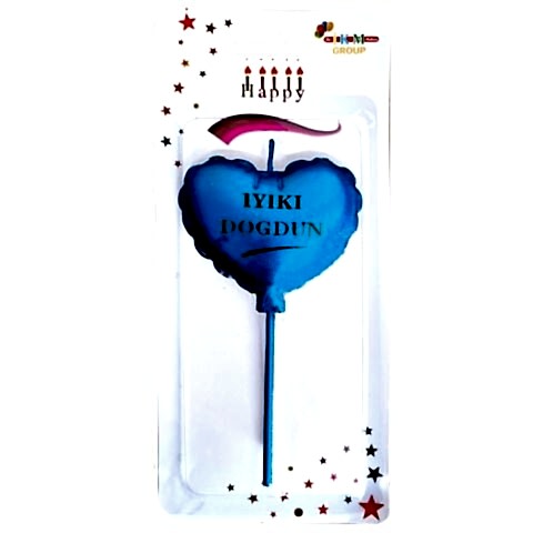 İYİKİ DOĞDUN KALP MAVİ MUM PK:12 KL:480