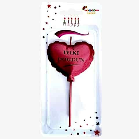 İYİKİ DOĞDUN KALP KIRMIZI MUM PK:12 KL:480