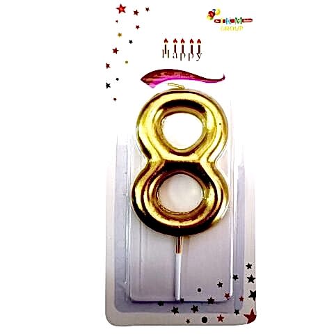 BÜYÜK BOY 8 RAKAM GOLD  MUM 13cm PK:24 KL:600