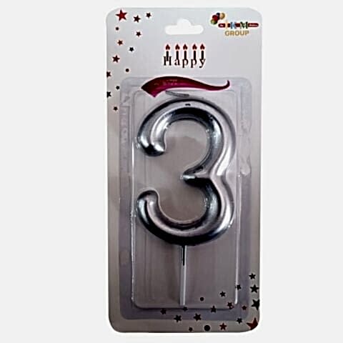 BÜYÜK BOY 3 RAKAM GÜMÜŞ  MUM 13cm PK:24 KL:600