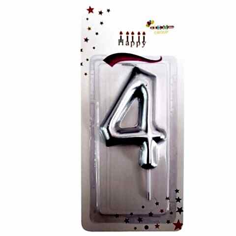 BÜYÜK BOY 4 RAKAM GÜMÜŞ  MUM 13cm PK:24 KL:600