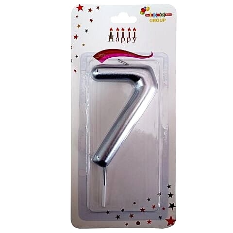 BÜYÜK BOY 7 RAKAM GÜMÜŞ  MUM 13cm PK:24 KL:600