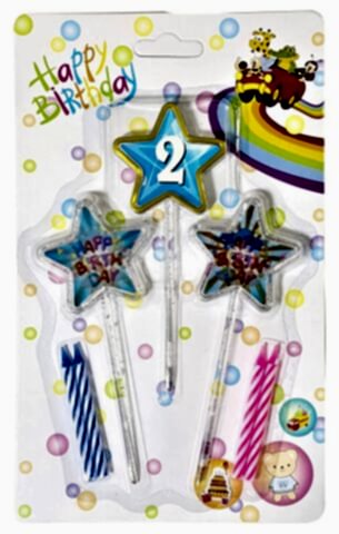3D GÖRÜNÜMLÜ MUM 2 YAŞ YILDIZ MODELİ MAVİ 12.5CM PK:12