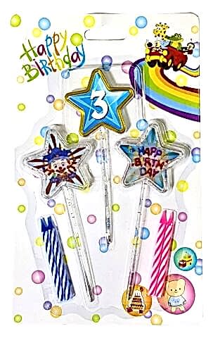 3D GÖRÜNÜMLÜ MUM 3 YAŞ YILDIZ MODELİ MAVİ 12.5CM PK:12