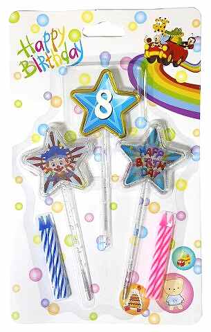 3D GÖRÜNÜMLÜ MUM 8 YAŞ YILDIZ MODELİ MAVİ 12.5CM PK:12