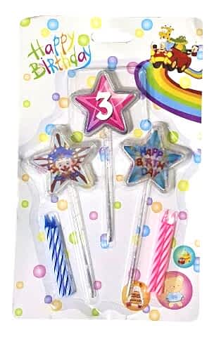 3D GÖRÜNÜMLÜ MUM 3 YAŞ YILDIZ MODELİ PEMBE 12.5CM PK:12