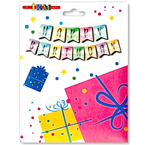 KÜÇÜK BANNER VARAKLI MAKARON RENKLİ GÜMÜŞ HAPPY BİRTHDAY UZAR YAZI
