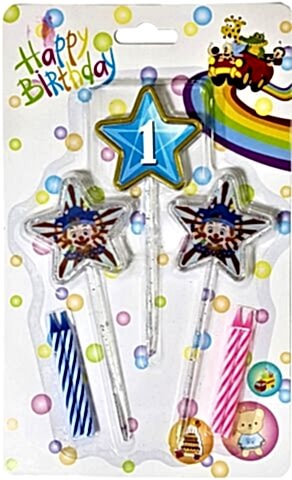 3D GÖRÜNÜMLÜ MUM 1 YAŞ YILDIZ MODELİ MAVİ 12.5CM PK:12