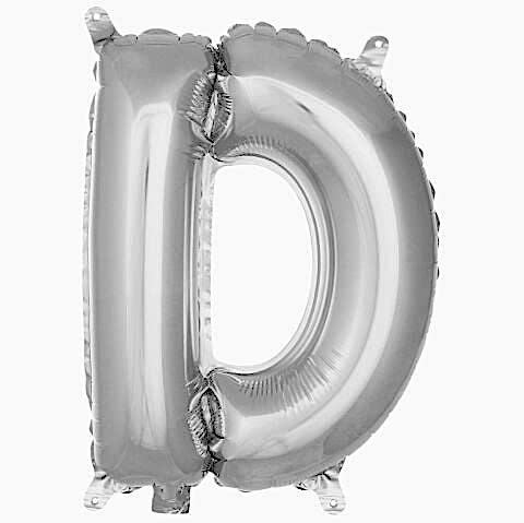 D- HARF 16 İNC GÜMÜŞ RENK BALON 36 CM