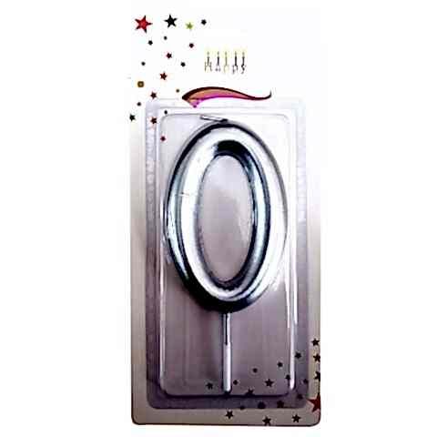 BÜYÜK BOY 0 RAKAM GÜMÜŞ  MUM 13cm PK:24 KL:600