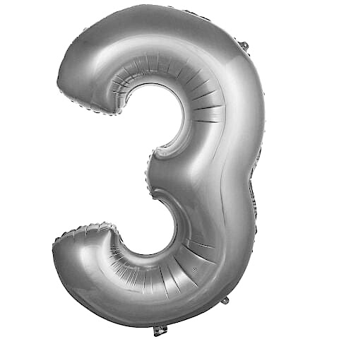3- RAKAM 16 İNC GÜMÜŞ RENK BALON 36 CM