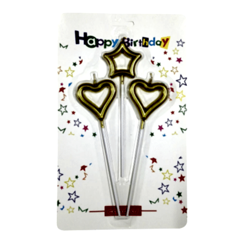 3 LÜ ÇUBUKLU ORTASI BOŞ 1 YILDIZ 2 KALP GOLD MUM PK:24 KL:360