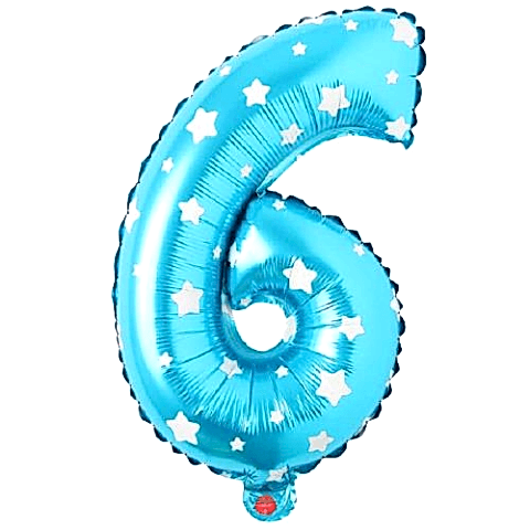 6- RAKAM 16 İNC MAVİ RENK BALON 36 CM