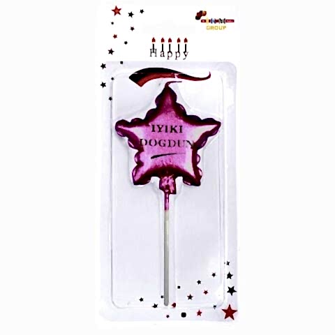 İYİKİ DOĞDUN YILDIZ PEMBE MUM PK:12 KL:480
