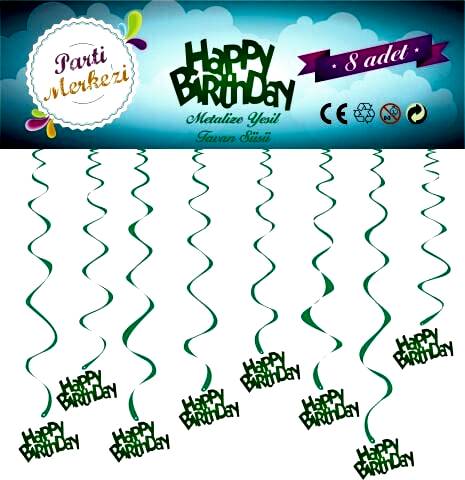 METALİZE YEŞİL HAPPY BİRTHDAY TAVAN SÜSÜ