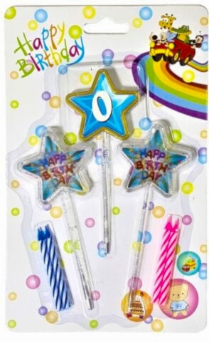 3D GÖRÜNÜMLÜ  MUM 0 YAŞ YILDIZ MODELİ MAVİ 12.5CM PK:12