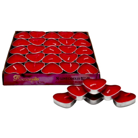 50 Lİ TEALİGT KIRMIZI KALP MUM KL:40