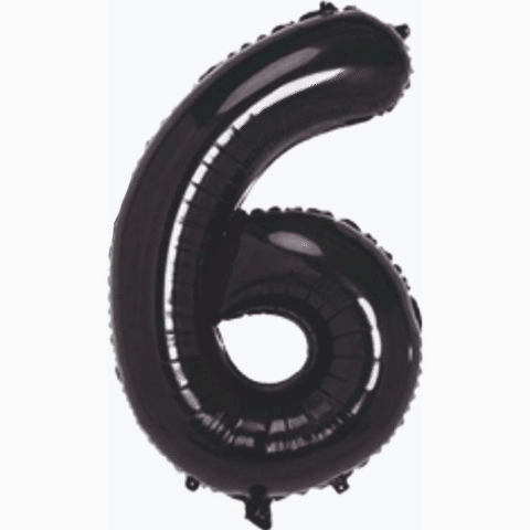 6- RAKAM 40 İNC SİYAH RENK BALON 100 CM