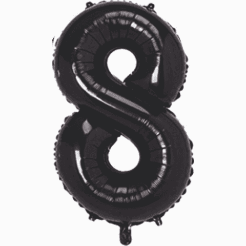 8- RAKAM 40 İNC SİYAH RENK BALON 100 CM