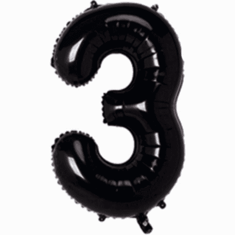3- RAKAM 40 İNC SİYAH RENK BALON 100 CM
