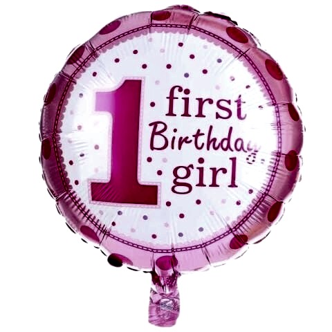 18 İNC YUVARLAK 1 YAŞ PEMBE FOLYO BALON  43*43