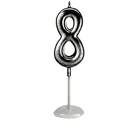 KÜÇÜK BOY 8 RAKAM GÜMÜŞ MUM 8CM PK:100 KL:1000