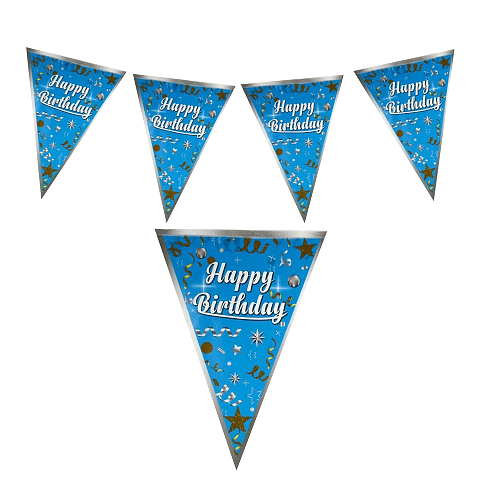 HAPPY BİRTHDAY MAVİ ÜÇGEN FLAMA