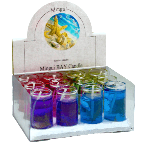 12 Lİ JEL DENİZ ÜRÜNLÜ CAMDAN KÜÇÜK NATUREL RENGARENK MUM