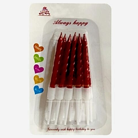 10 LU KÜÇÜK BURGULU KIRMIZI MUM 7.5 CM PK:50 KL:600