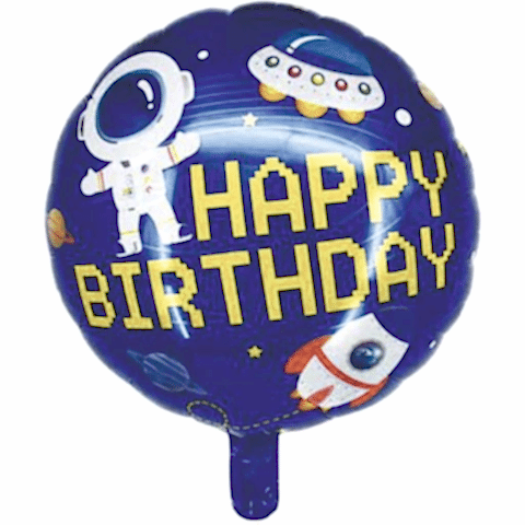 18 İNÇ YUVARLAK UZAY TEMALI HAPPY BİRTHDAY FOLYO BALON 43*43