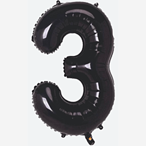 3- RAKAM 34 İNC SİYAH RENK BALON 76 CM