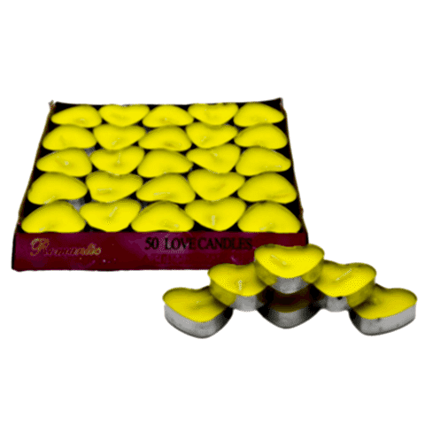 50 Lİ TEALİGT SARI KALP MUM KL:40
