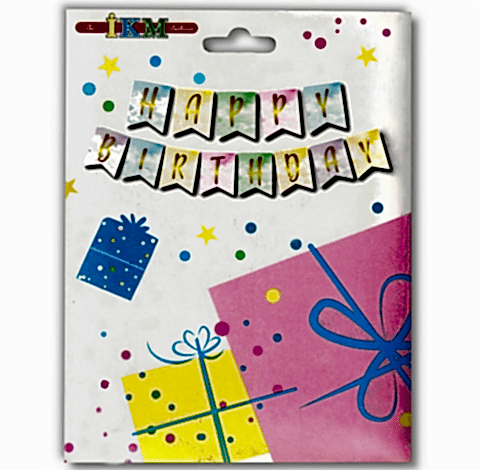KÜÇÜK BANNER VARAKLI MAKARON RENKLİ GOLD HAPPY BİRTHDAY UZAR YAZI