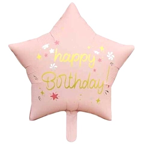 18 İNC YILDIZ HAPPY BİRTHDAY PEMBE FOLYO BALON 47*47