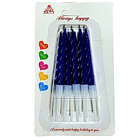 10 LU KÜÇÜK BURGULU MAVİ MUM 7.5 CM PK:50 KL:600
