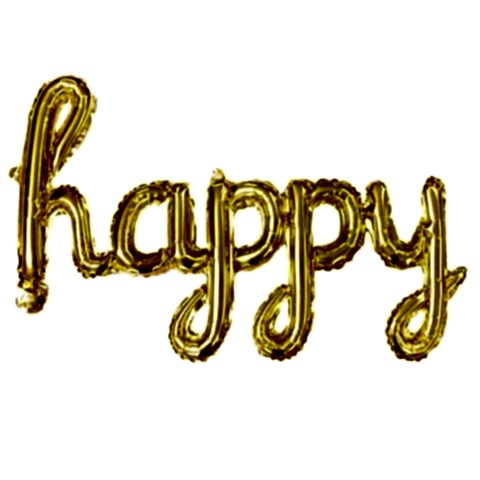 TEKLİ EL YAZILI HAPPY GOLD RENK FOLYO BALON 87*33