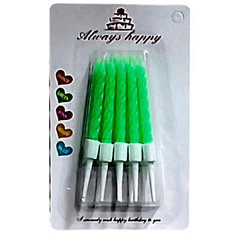 10 LU KÜÇÜK BURGULU YEŞİL MUM 7.5 CM PK:50 KL:600