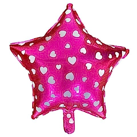 18 İNC YILDIZ PUANLI PEMBE FOLYO BALON